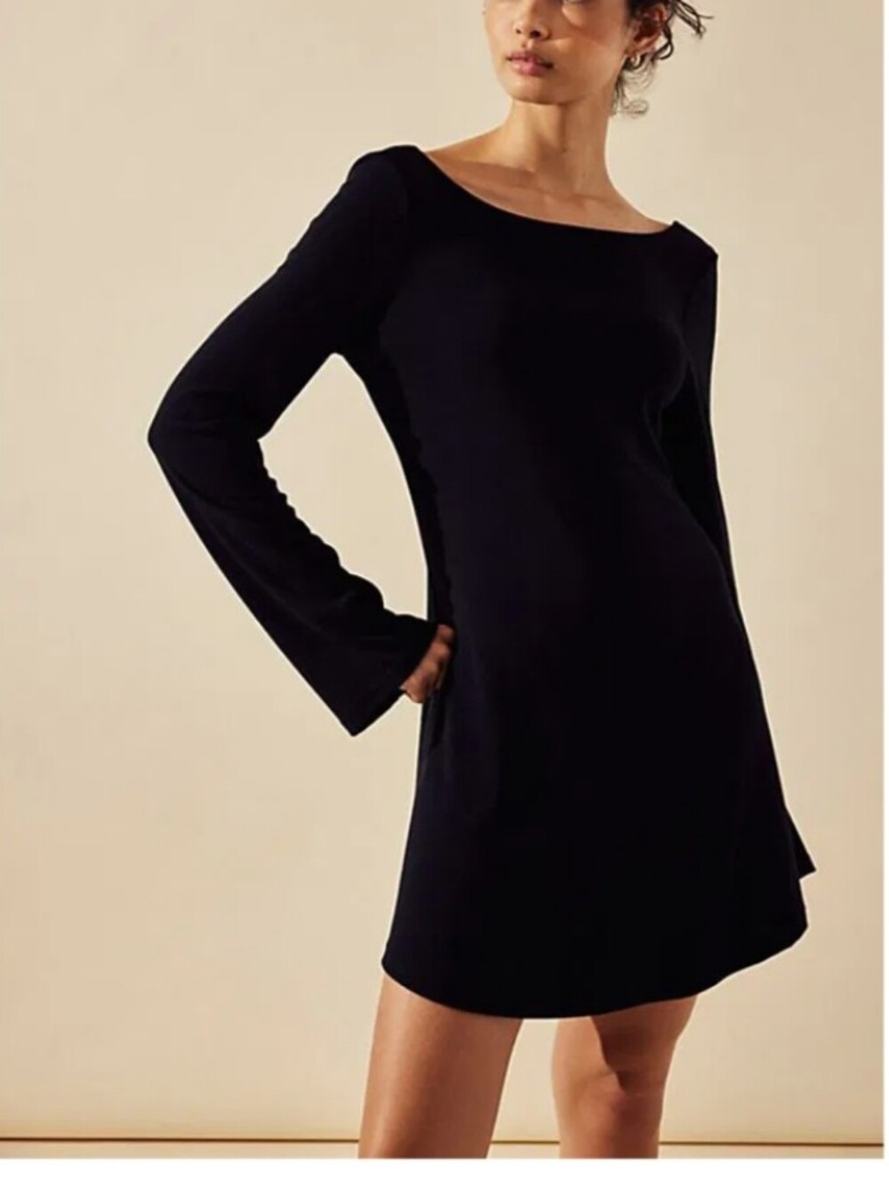 Free People Rosalia Black Long-Sleeve Backless Mini Dress - Picture 5 of 6